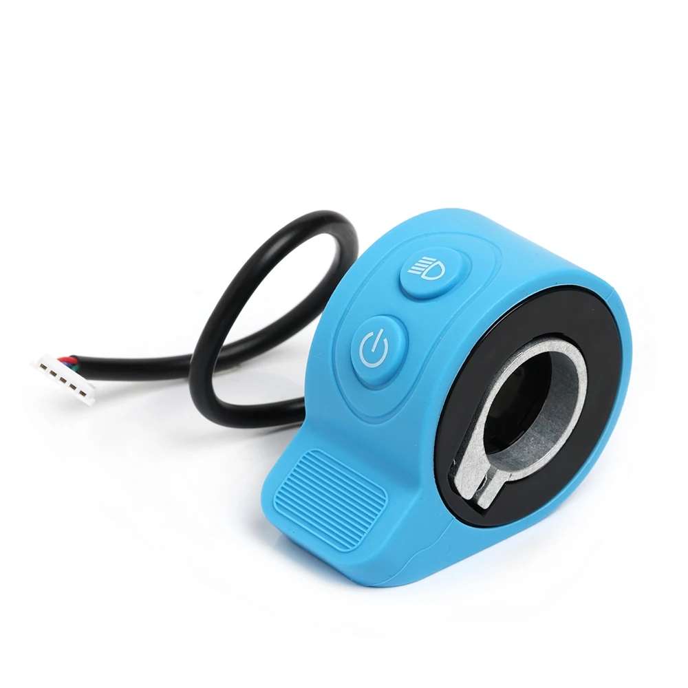 Gâchette d'accélération bleu avec boutons d'allumage et d'éclairage vue de trois quarts