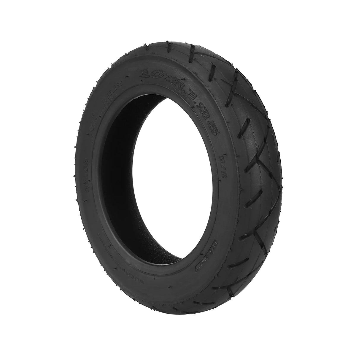 Pneu tubeless 10 pouces noir pour trottinette électrique vu de trois-quarts
