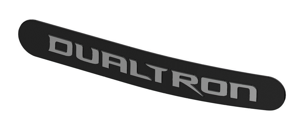 Plaque d'emblème noire avec le logo Dualtron argenté pour bras oscillant côté disque