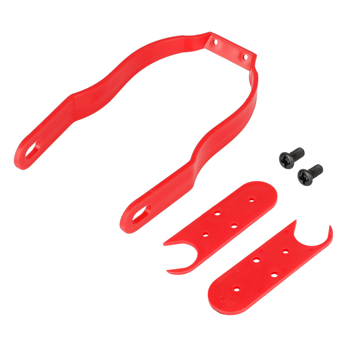 Support de garde-boue arrière rouge avec caches et vis pour trottinette électrique