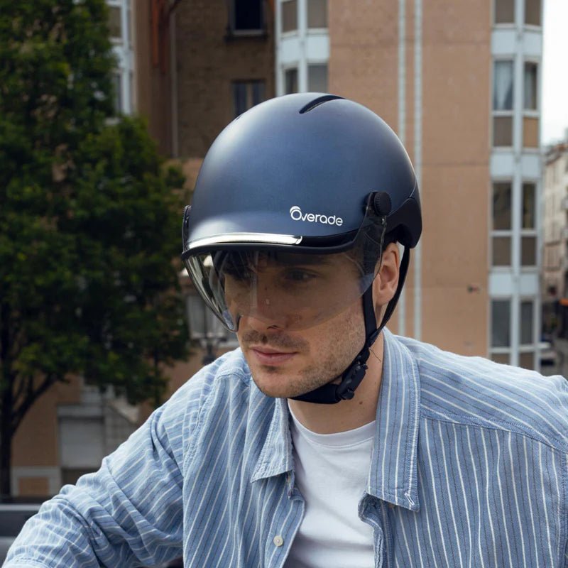 Casque OVERADE LIFE Premium Deep Blue Avec Visière et Feu Stop - Weebot
