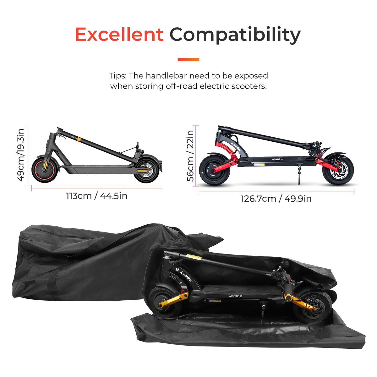 Sac de Transport Pliable Grand Format (125x53x25 cm) Noir, vue 4