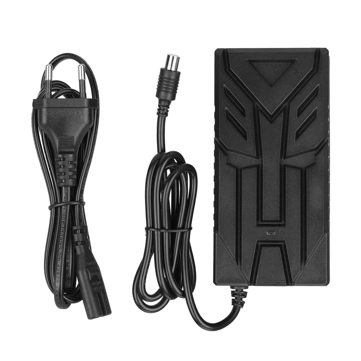 Chargeur de batterie noir 42V 3A avec câble d'alimentation secteur et câble de charge