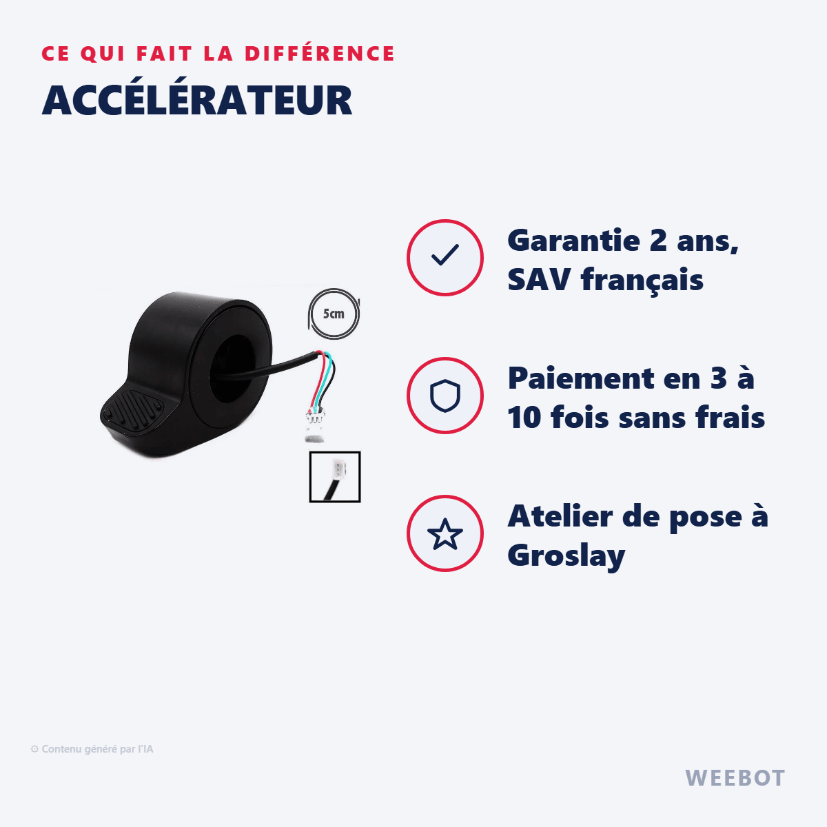 Accélérateur Pour Trottinette Électrique Ninebot Segway E2/E2 Plus/E2 Pro - Weebot