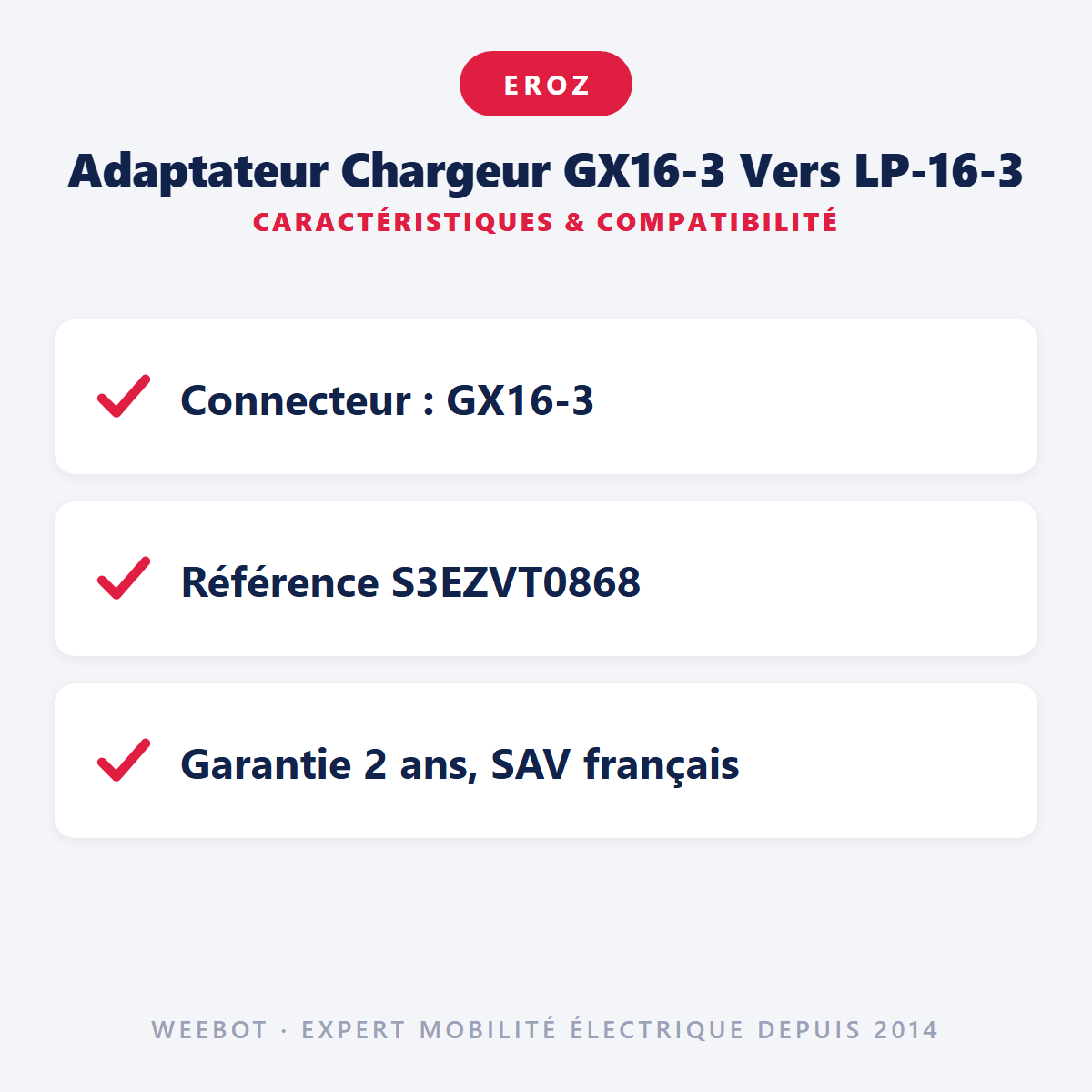 Adaptateur Chargeur GX16-3 Vers LP-16-3 : caractéristiques et compatibilité