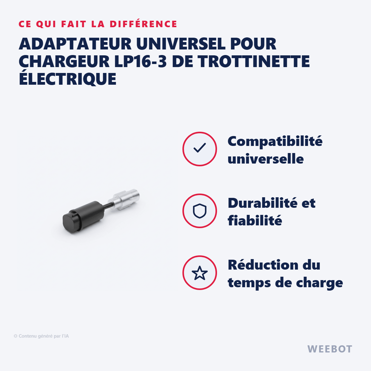Adaptateur Universel pour Chargeur LP16-3 de Trottinette Électrique - Weebot