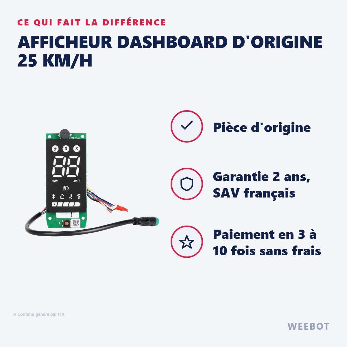 Afficheur Dashboard d'Origine 25 km/h : les points forts