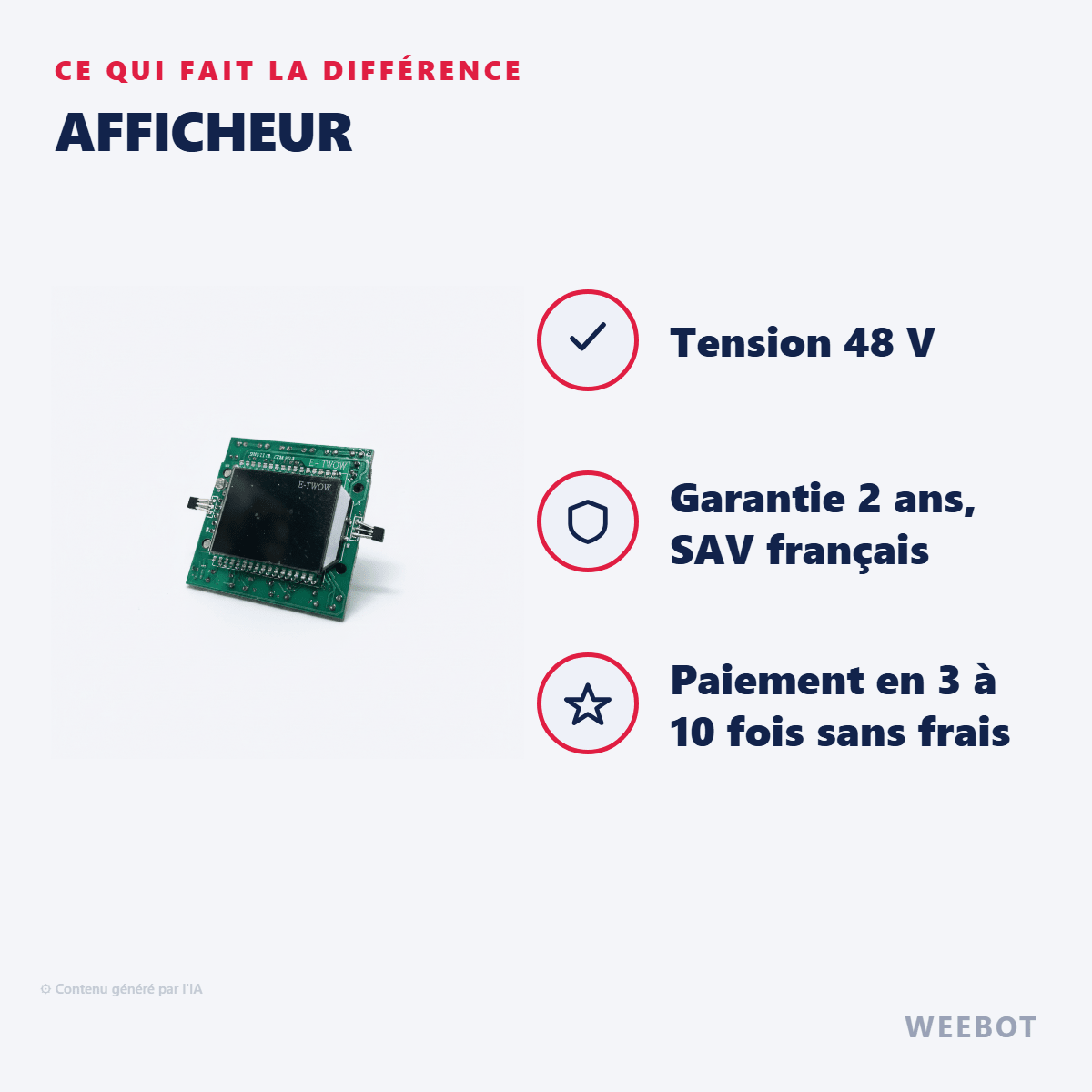 Afficheur pour Trottinette Electrique E-Twow GT (48V) - Weebot