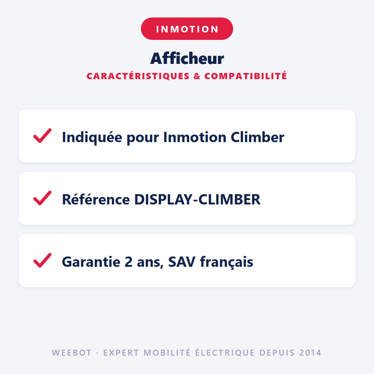 Afficheur pour Trottinette Électrique Inmotion Climber ( connecteur bleu ) - Weebot