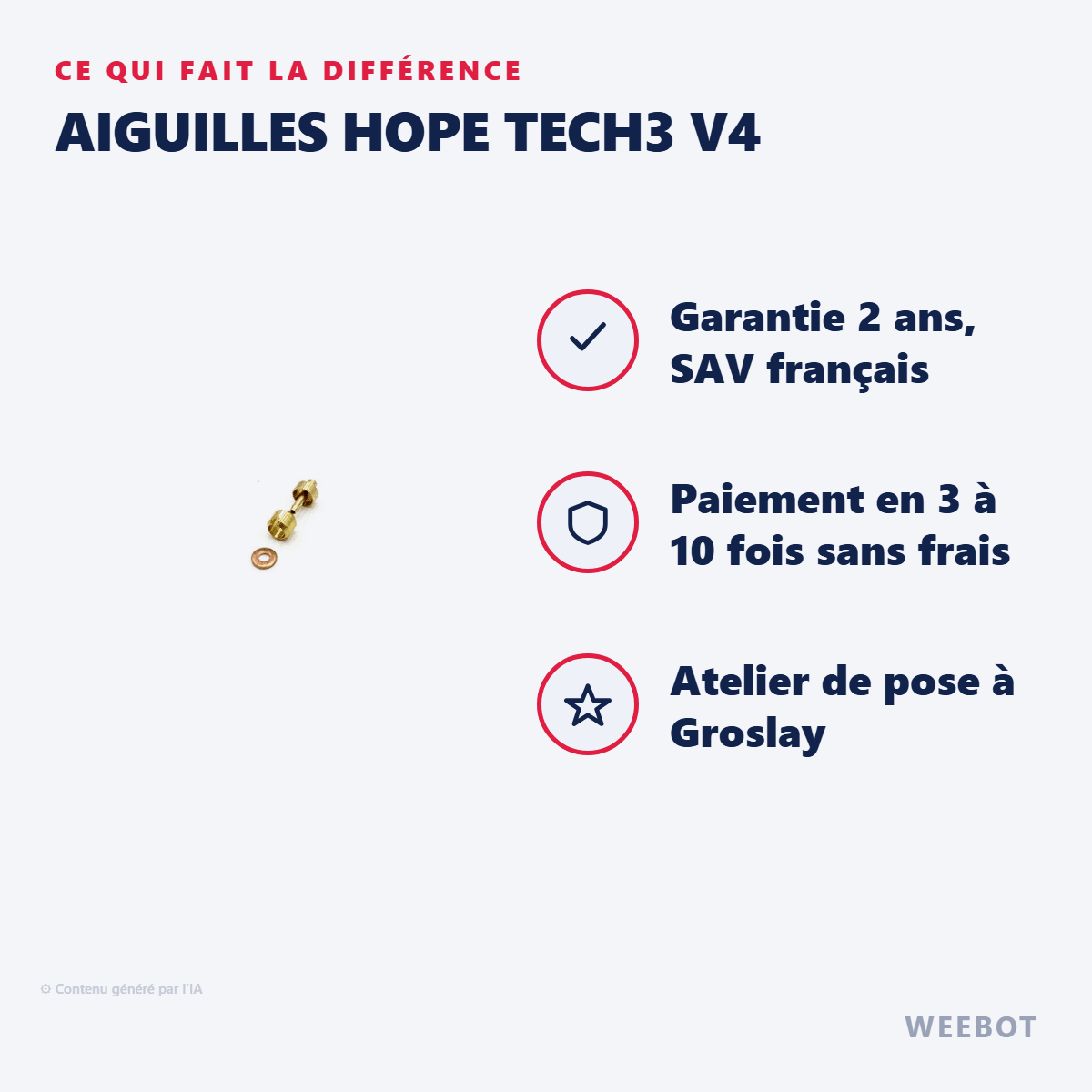 Aiguilles Hope Tech3 V4 (Set x10 pcs) pour Trottinette Électrique - Weebot