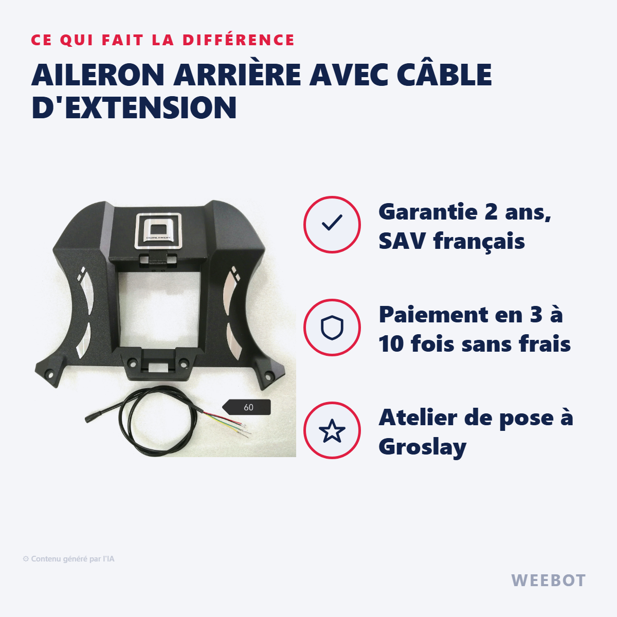 Aileron Arrière avec Câble d'Extension : les points forts