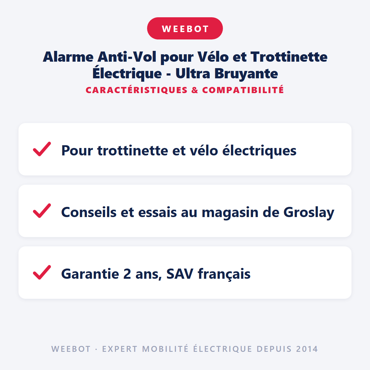 Alarme Anti-Vol pour Vélo et Trottinette Électrique - Ultra Bruyante : caractéristiques et compatibilité