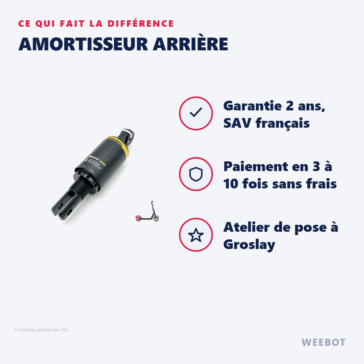 Amortisseur Arrière Pour Trottinette Électrique Ninebot Segway Max G2 - Weebot