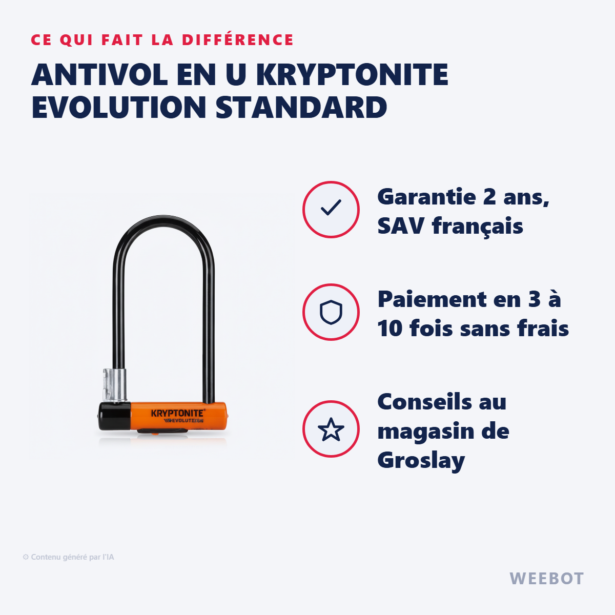 Antivol en U Kryptonite Evolution Standard : les points forts