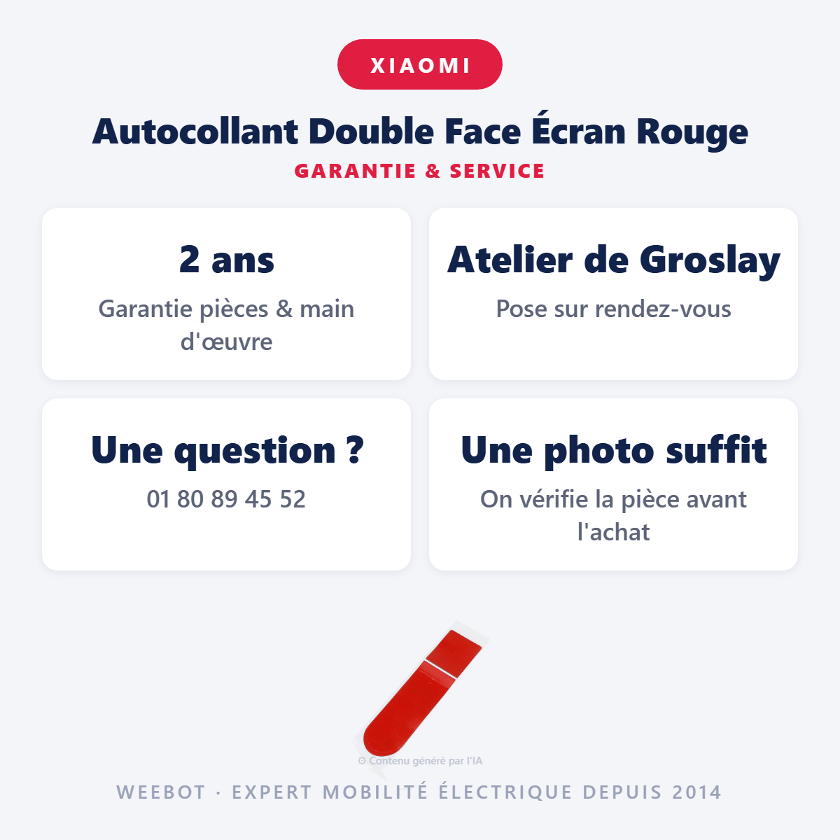Autocollant Double Face Écran Rouge : garantie 2 ans et service après-vente