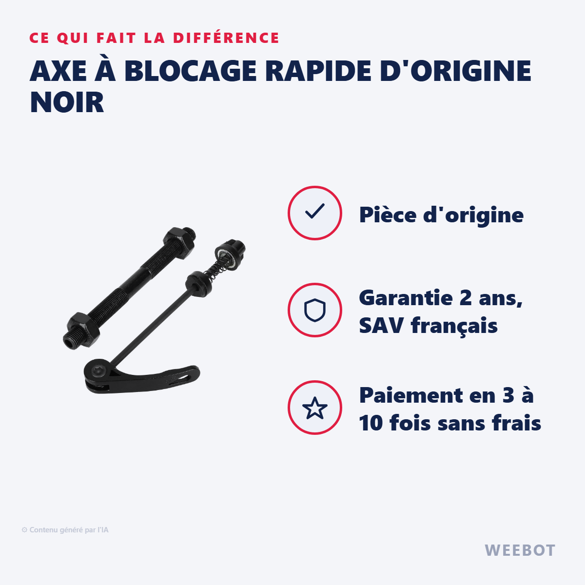 Axe à Blocage Rapide d'Origine Noir : les points forts