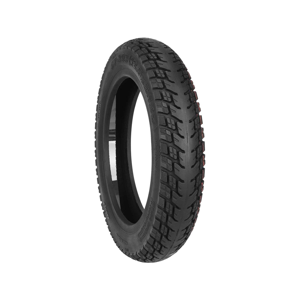 Pneu tubeless tout-terrain 12,5 pouces noir auto-réparant vu de trois-quarts