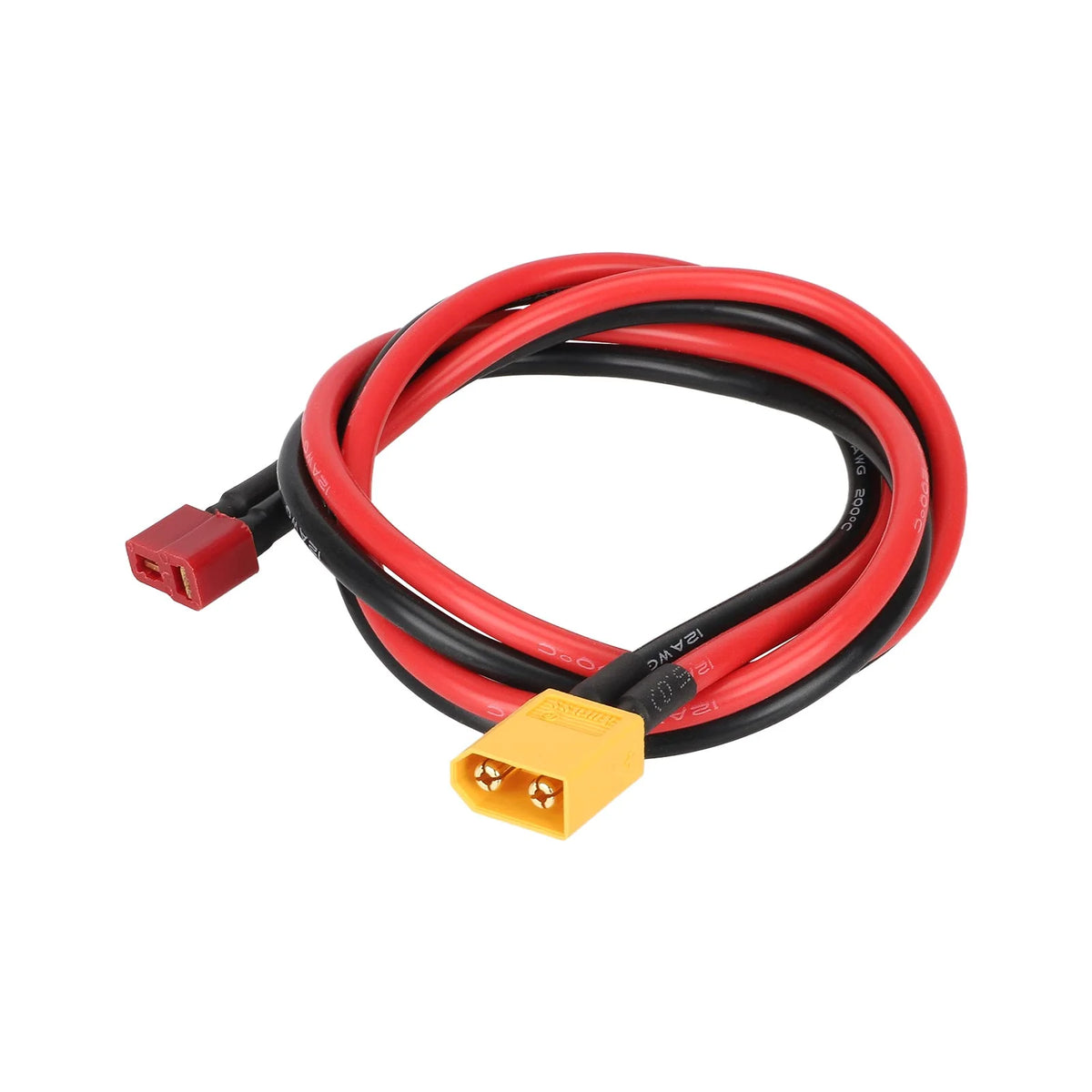 Câble adaptateur avec connecteur XT60 mâle jaune et connecteur Dean T femelle rouge, longueur 70 cm