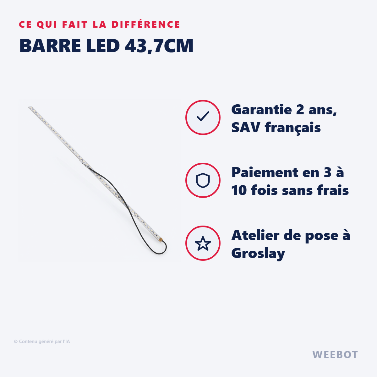 Barre Led 43,7cm : les points forts