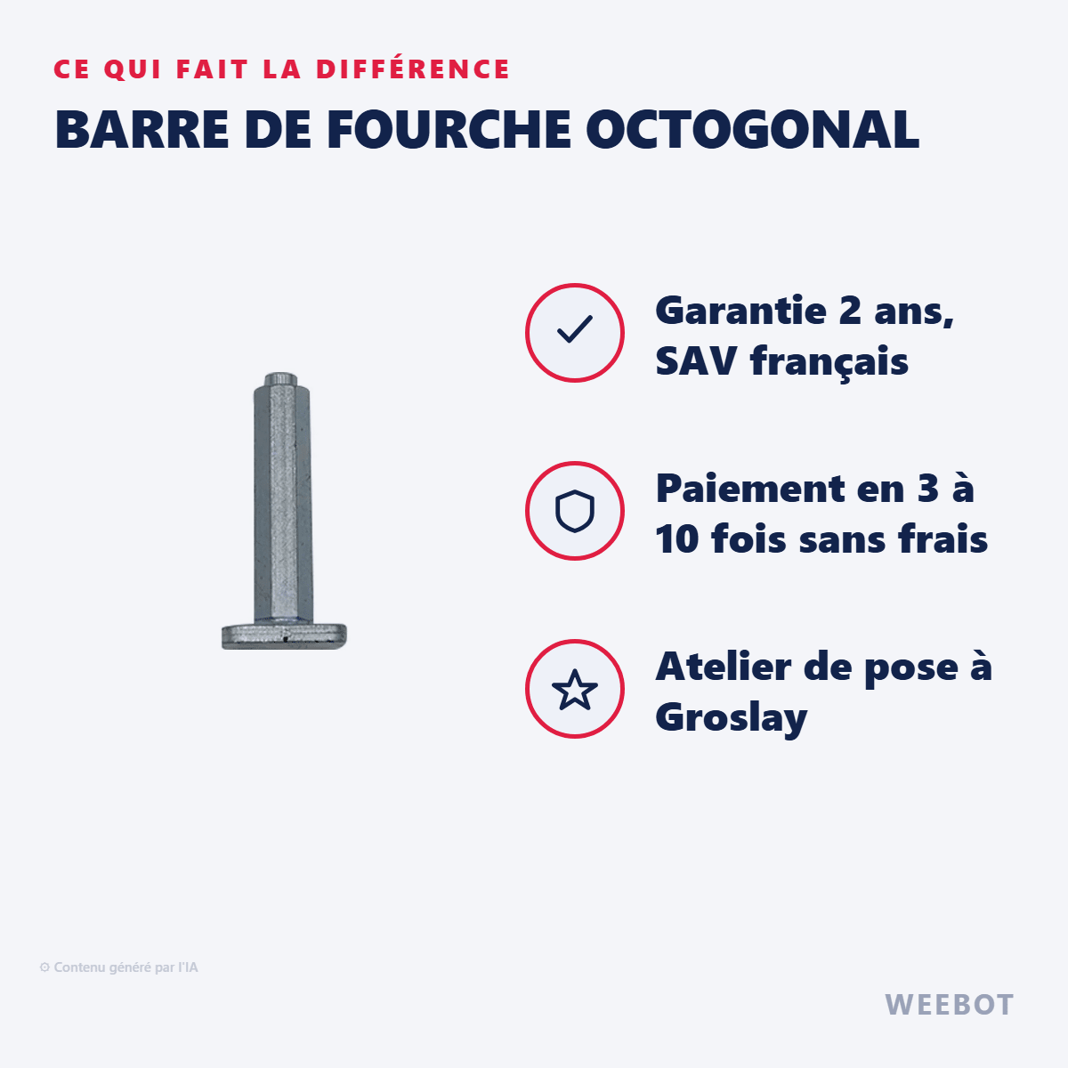 Barre de Fourche Octogonal pour Trottinette Électrique Etwow - Weebot