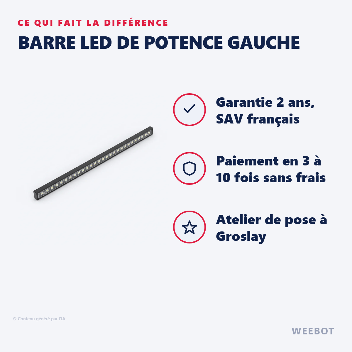 Barre LED de Potence Gauche : les points forts