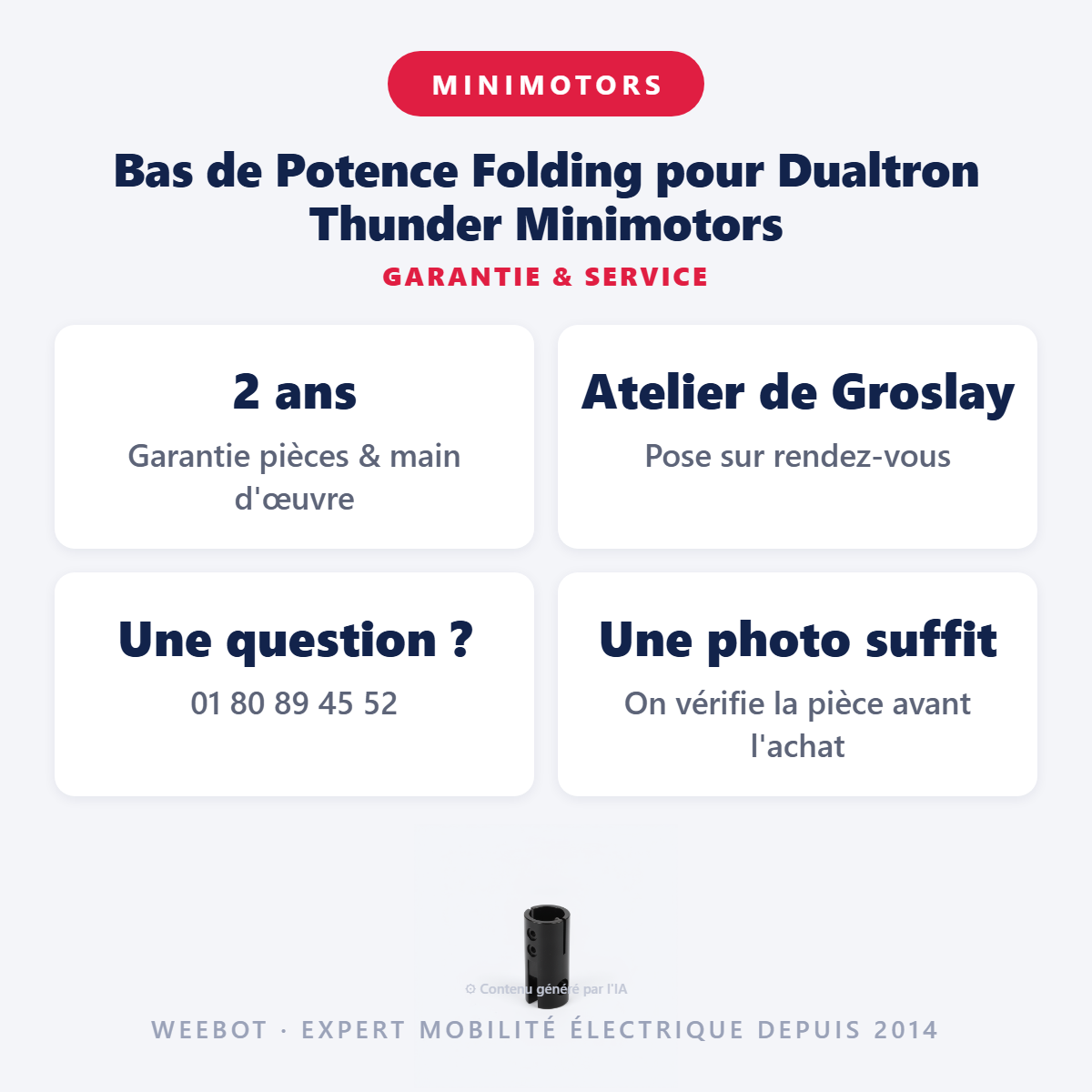 Bas de Potence Folding pour Dualtron Thunder Minimotors : garantie 2 ans et service après-vente