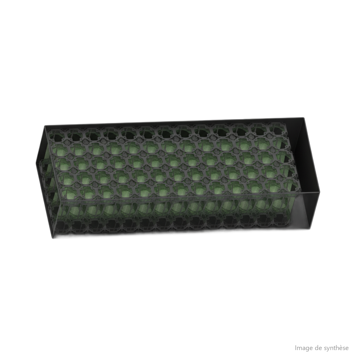Modélisation 3D d'une batterie rectangulaire aux cellules vertes pour trottinette électrique
