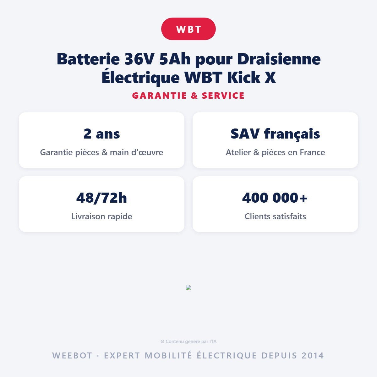Batterie 36V 5Ah pour Draisienne Électrique WBT Kick X - Weebot
