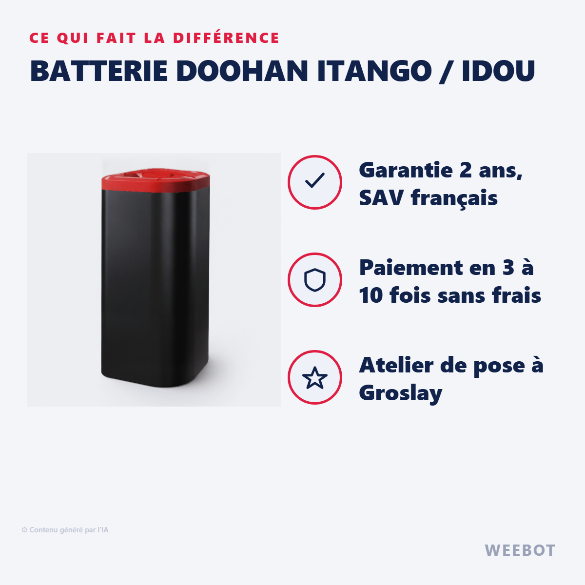 Batterie Doohan iTango / iDou : les points forts