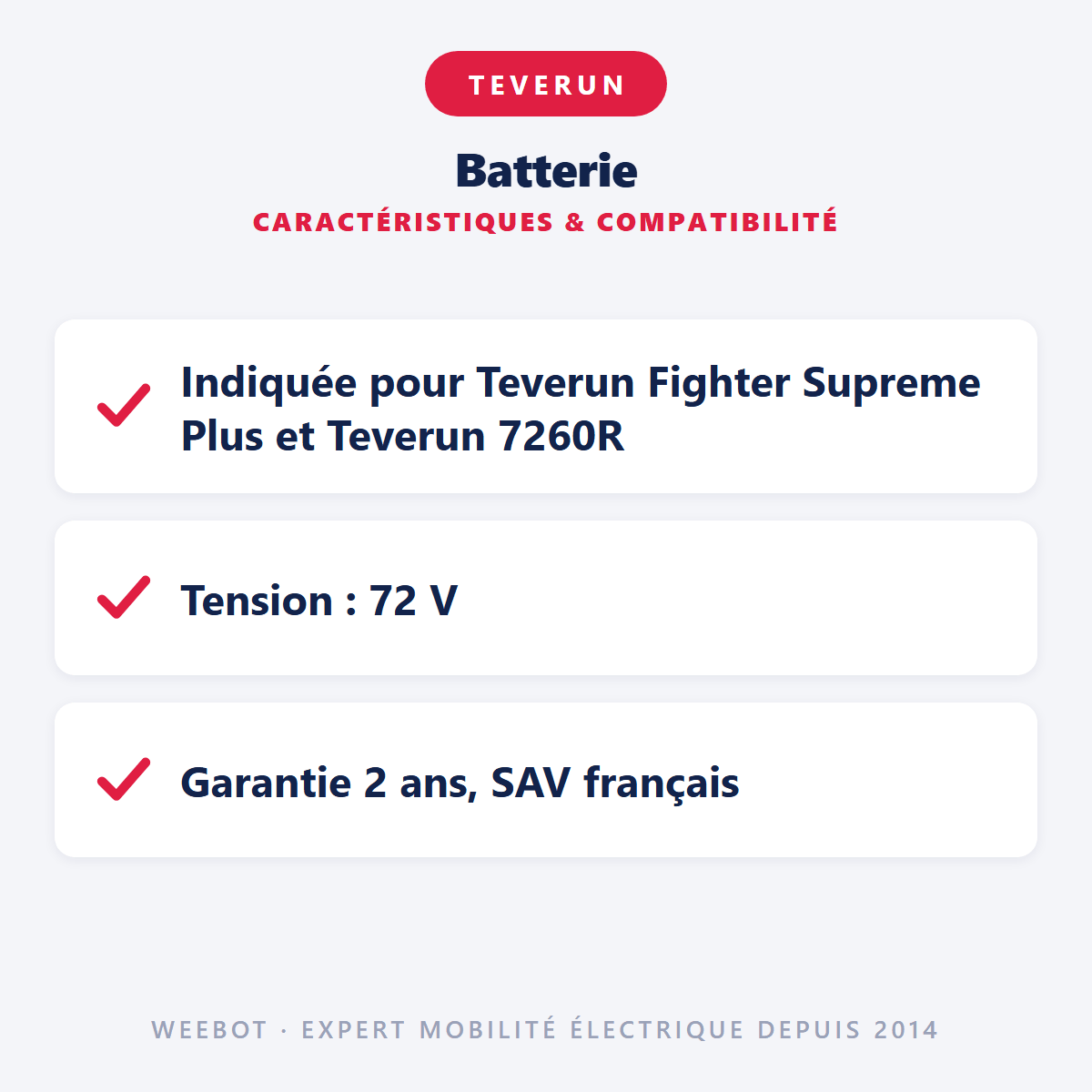 Batterie pour Trottinette Electrique Teverun Fighter Suprême Plus, Ultra et 7260R 72V 60AH - Weebot
