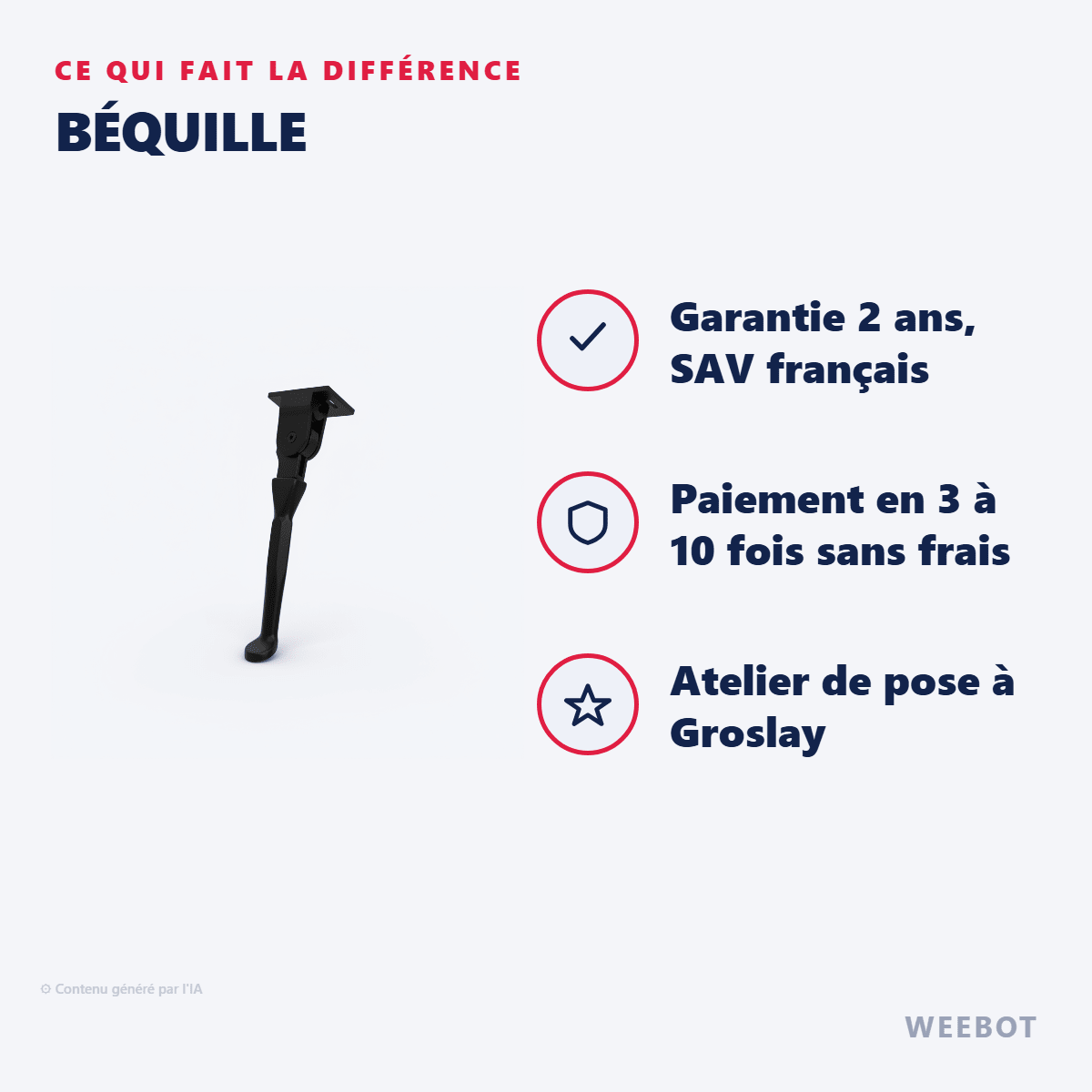 Béquille pour Trottinette Electrique 60V Teverun Fighter 10 et 10 Plus - Weebot