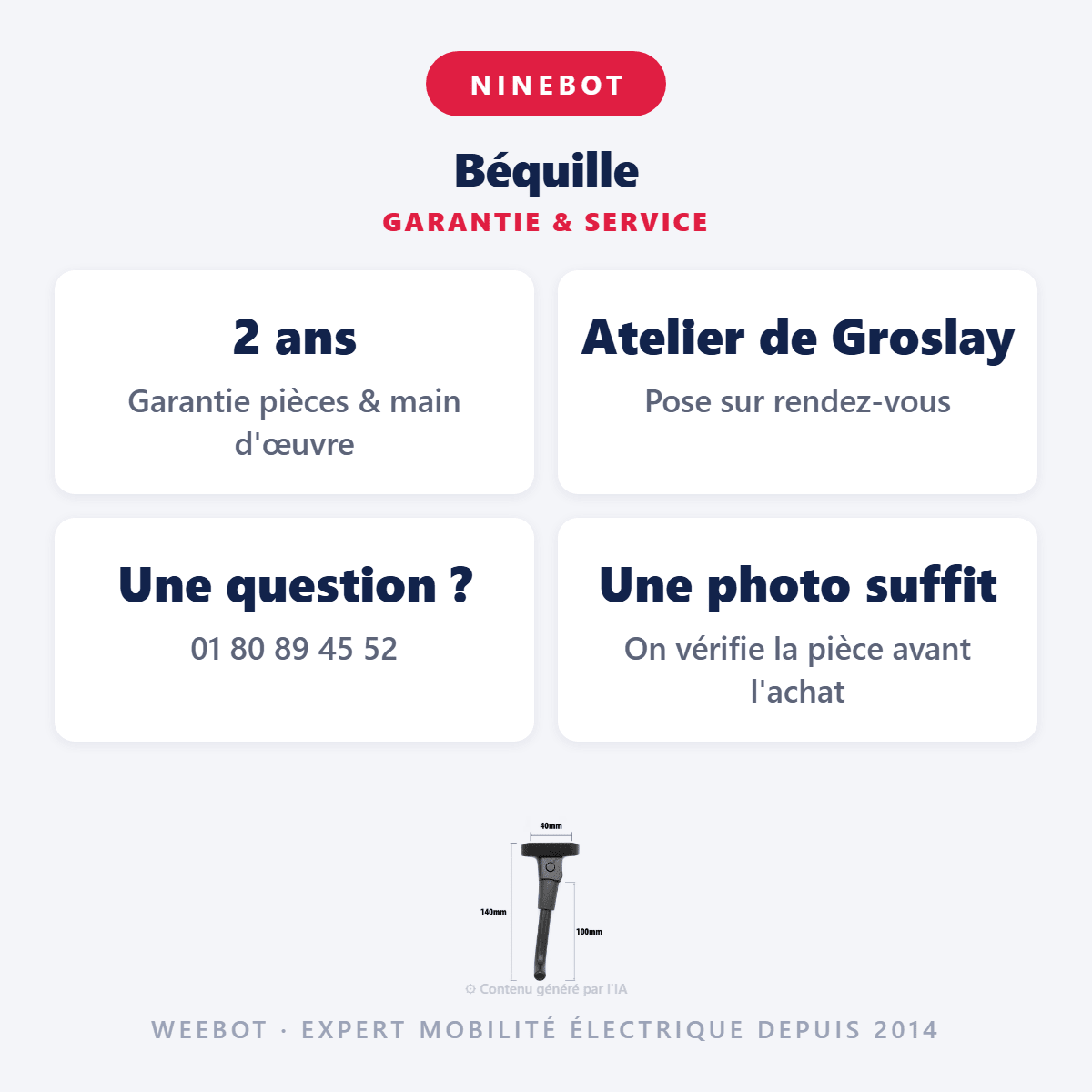 Béquille pour Trottinette Électrique Ninebot F2 / F2 Plus Segway - Weebot