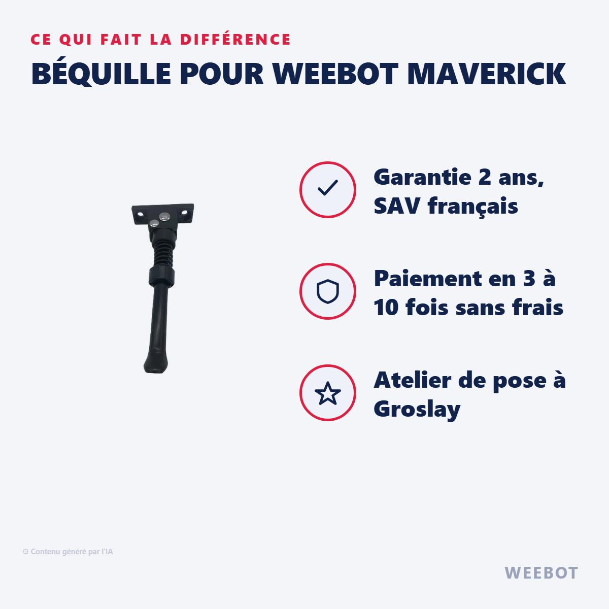 Béquille pour Weebot Maverick : les points forts