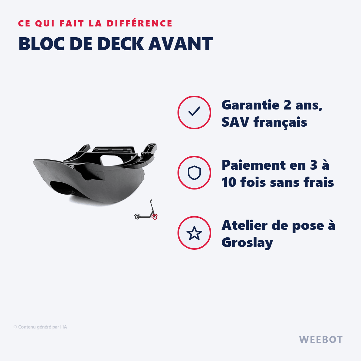 Bloc de Deck Avant pour Trottinette Électrique Ninebot Segway F2 Pro - Weebot