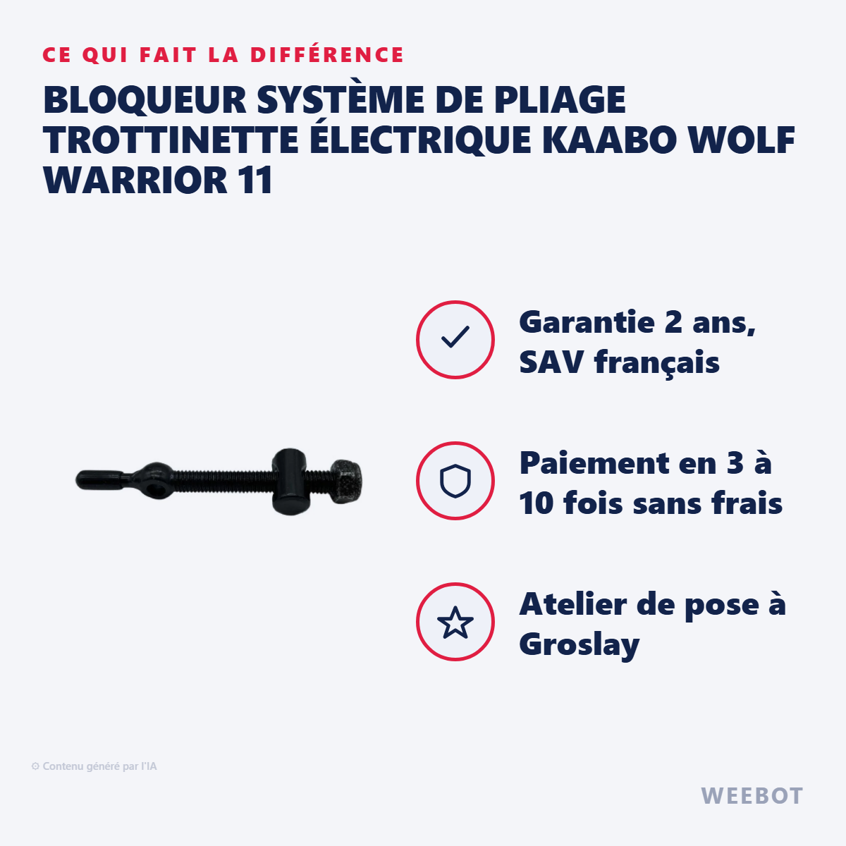 Bloqueur Système de Pliage Trottinette Électrique Kaabo Wolf Warrior 11 : les points forts