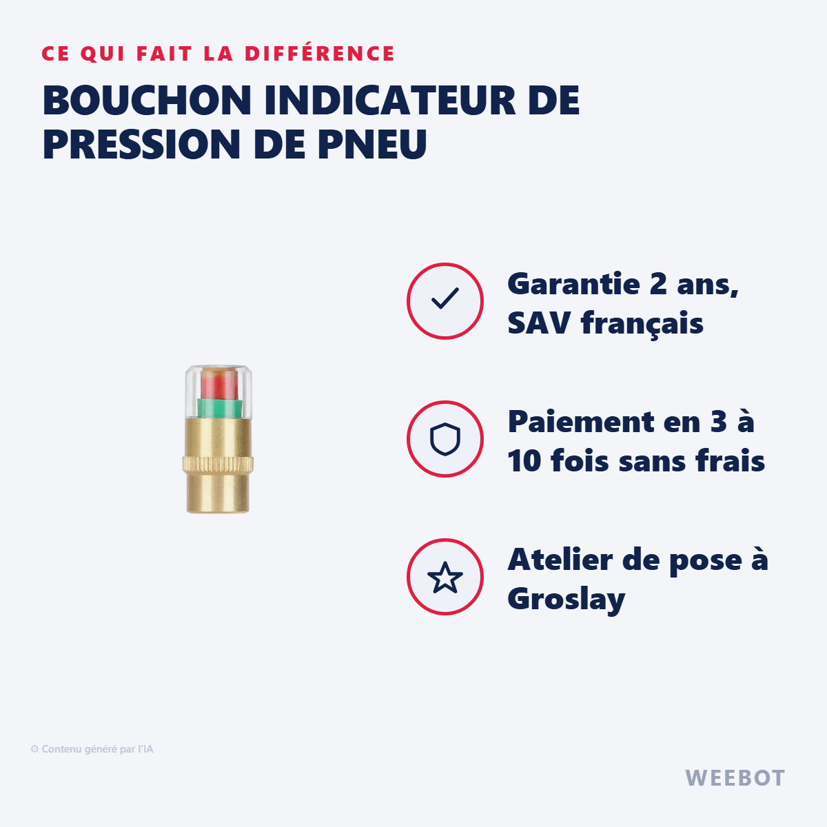 Bouchon Indicateur de Pression de Pneu : les points forts