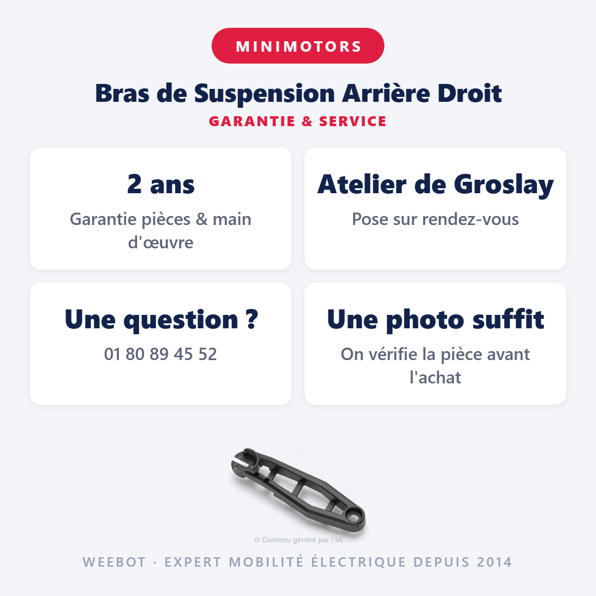Bras de Suspension Arrière Droit : garantie 2 ans et service après-vente