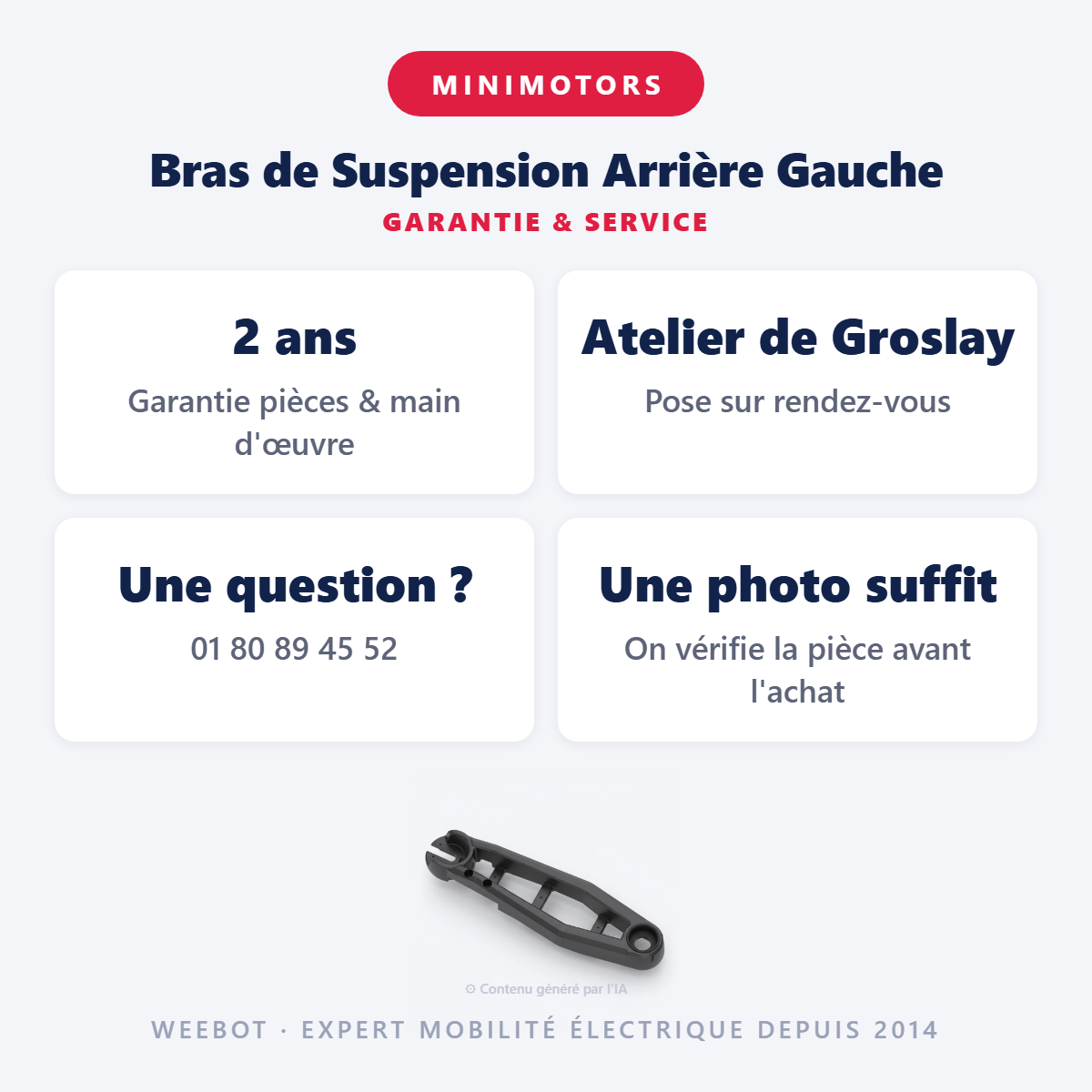 Bras de Suspension Arrière Gauche : garantie 2 ans et service après-vente