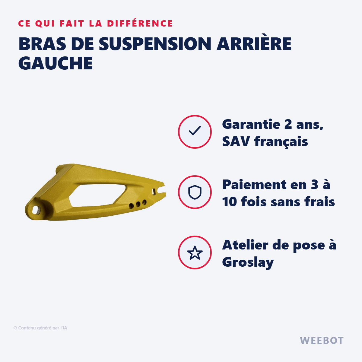 Bras de Suspension Arrière Gauche pour Trottinette Électrique Vsett 10 - Weebot