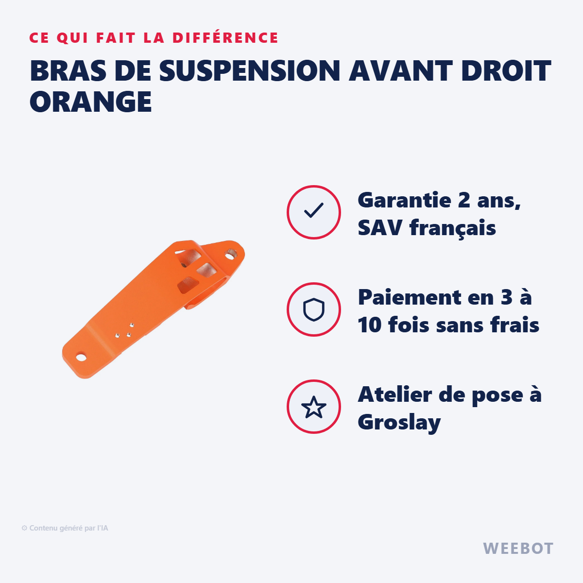 Bras de Suspension Avant Droit Orange : les points forts