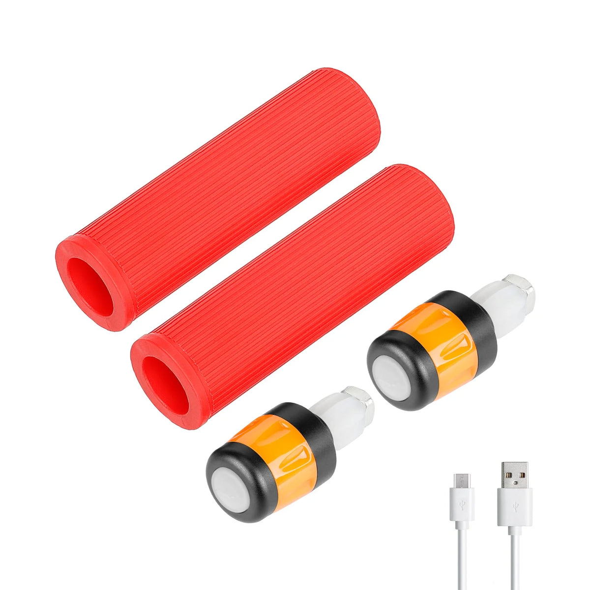 Poignées de Guidon avec Clignotants Rechargeables USB Rouge
