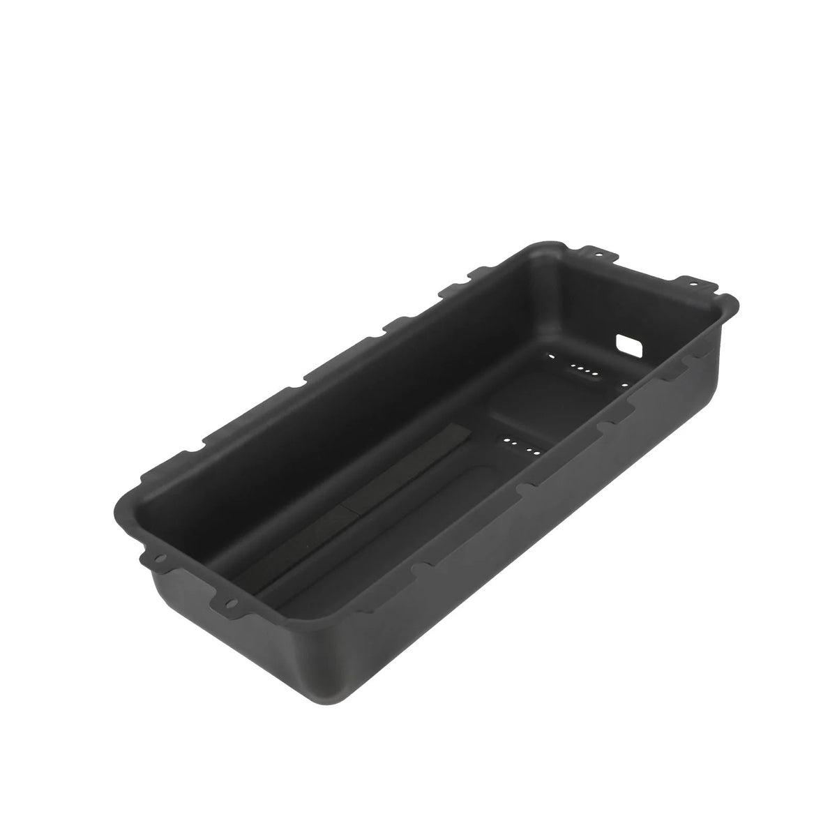 Compartiment batterie en plastique noir vu en perspective