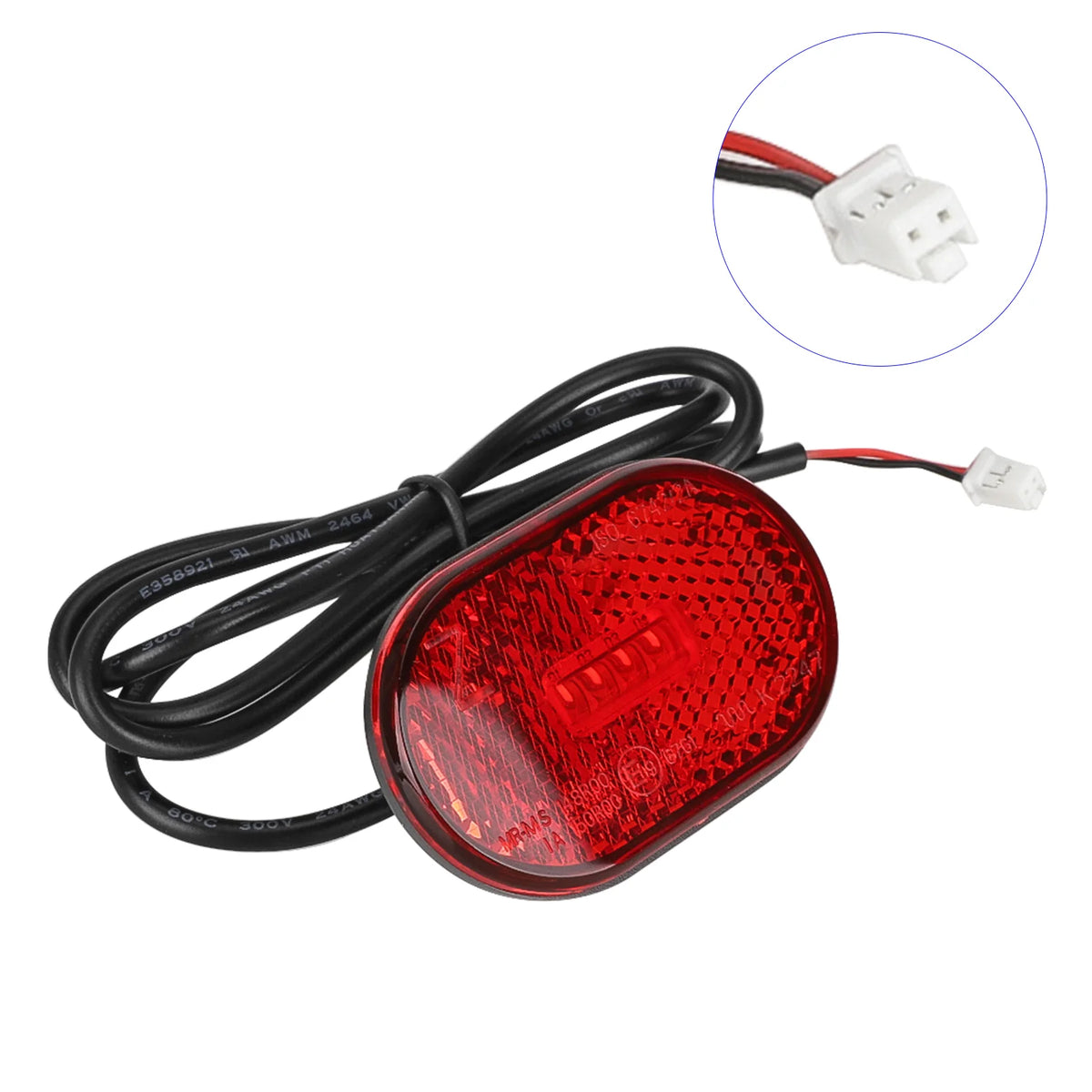 Feu arrière LED rouge pour trottinette électrique avec son câble et connecteur