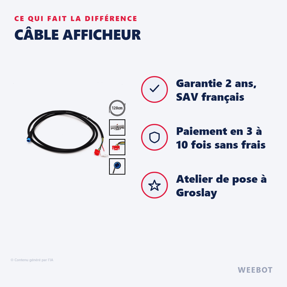 Câble Afficheur pour Trottinette Électrique Ninebot Segway F2 F2 Plus F2 Pro - Weebot