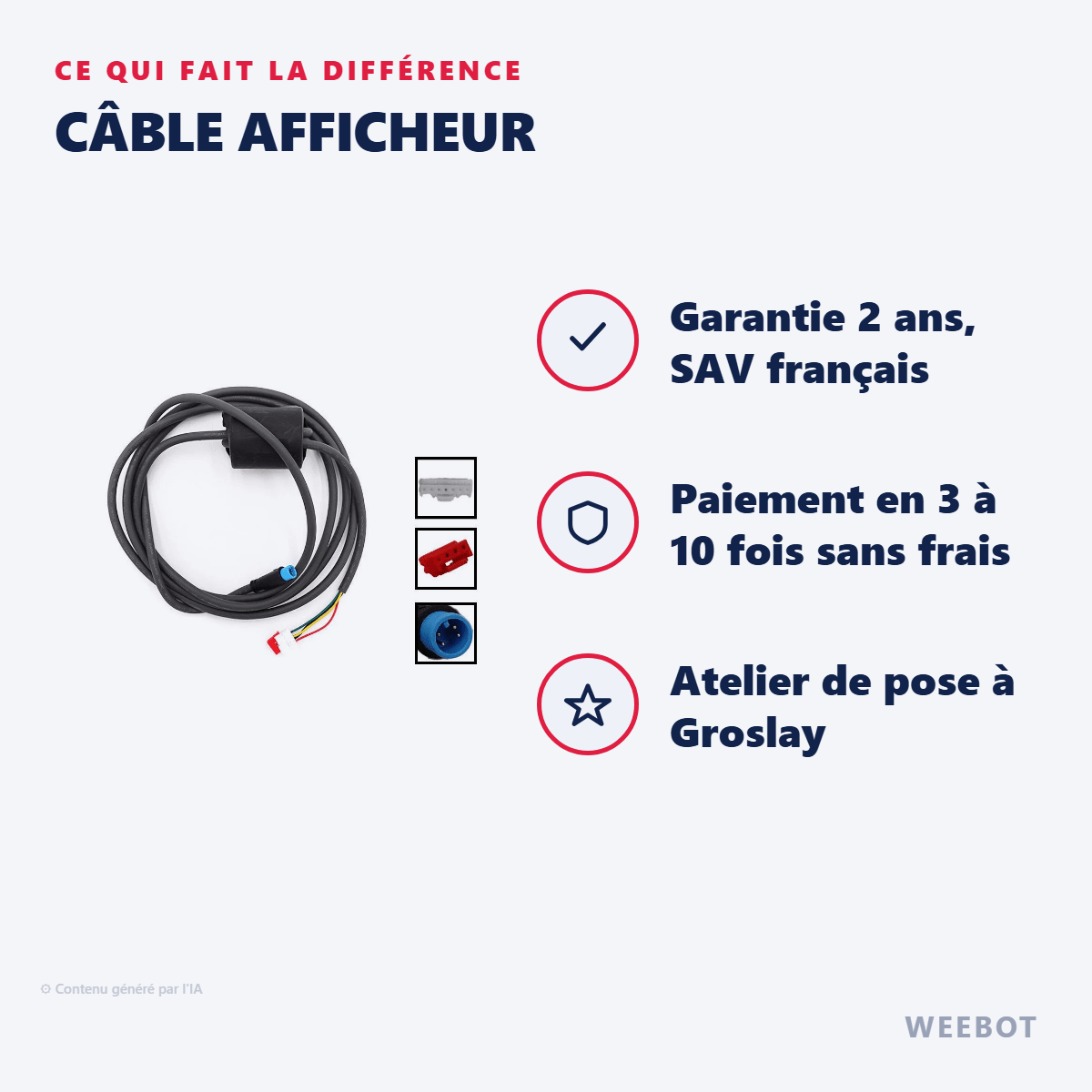 Câble Afficheur pour Trottinette Électrique Ninebot Segway Max G2 - Weebot