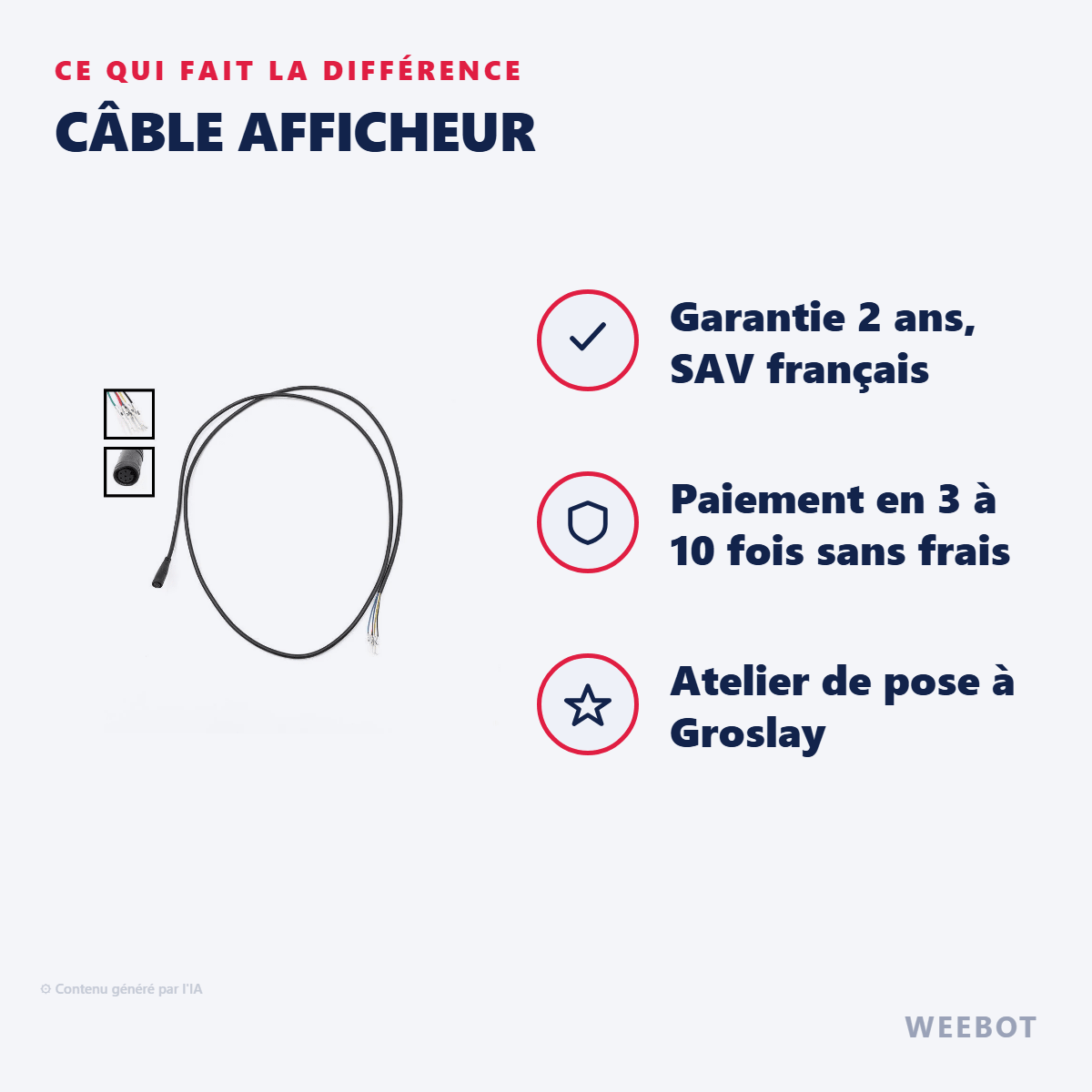 Câble Afficheur pour Trottinette Électrique Vsett 8 Z8 Pro - Weebot
