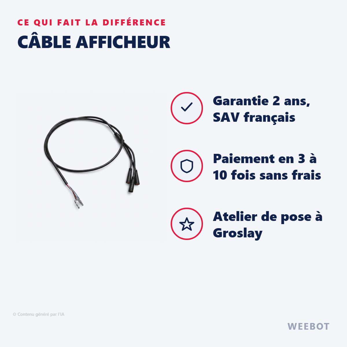 Câble Afficheur pour Trottinette Electrique Weebot Anoki X - Weebot