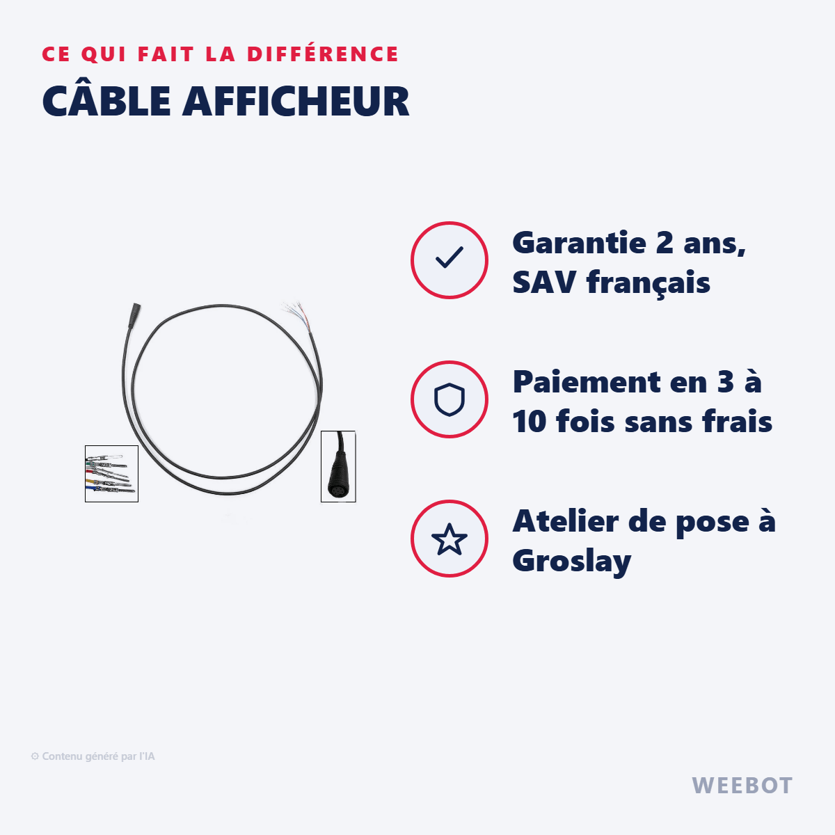Câble Afficheur pour Trottinette Électrique Z8 - Weebot