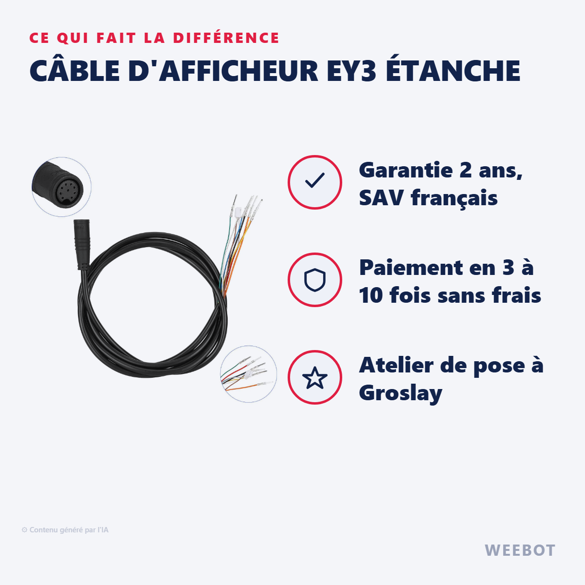 Câble d'Afficheur EY3 Étanche : les points forts