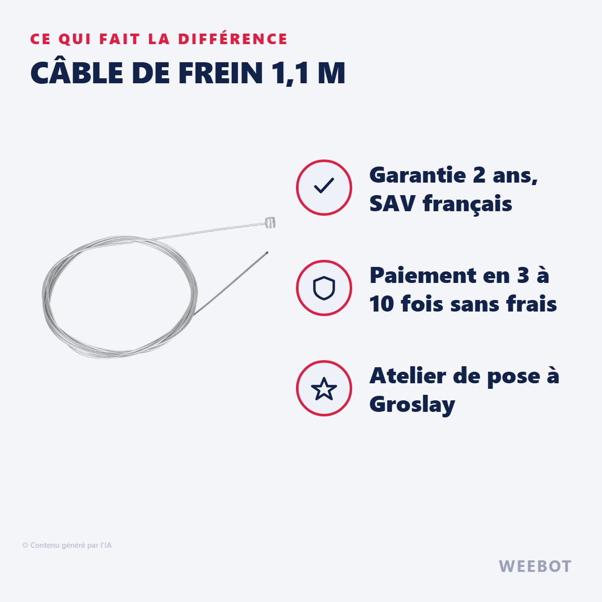 Câble de Frein 1,1 m : les points forts